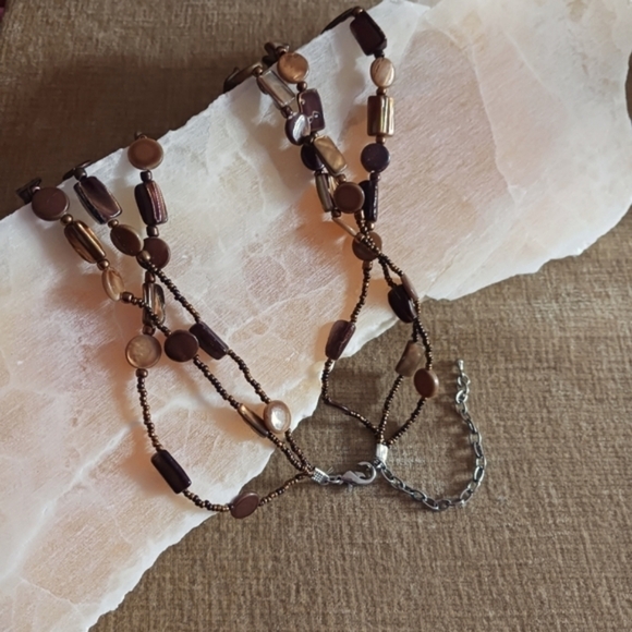 Chunky Brown Multi Strand Necklace - Picture 4 of 7